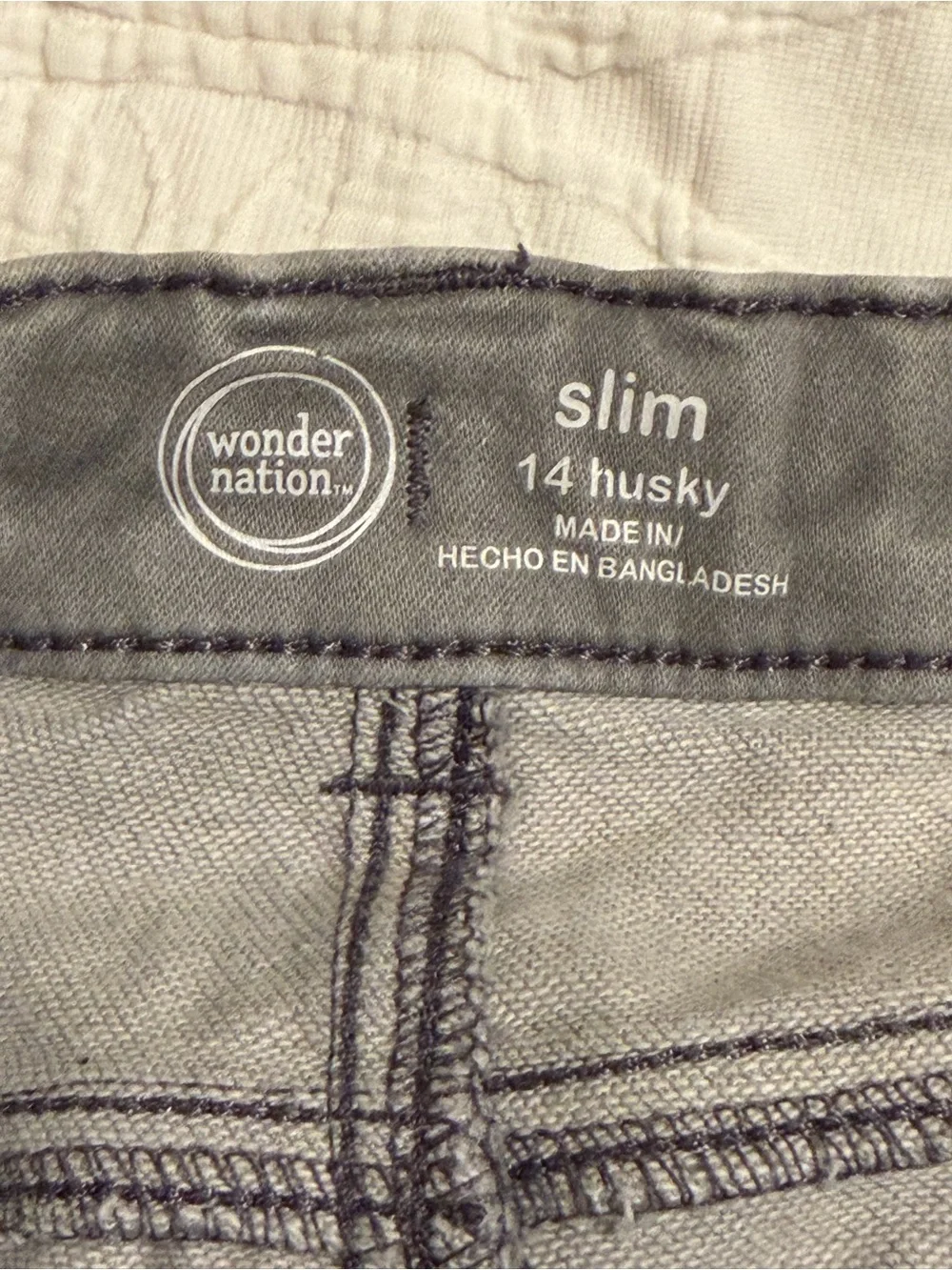 2 for$5✨Wonder Nation Kid’s Slim Jeans - Light Gray Wash, Size 14 Husky